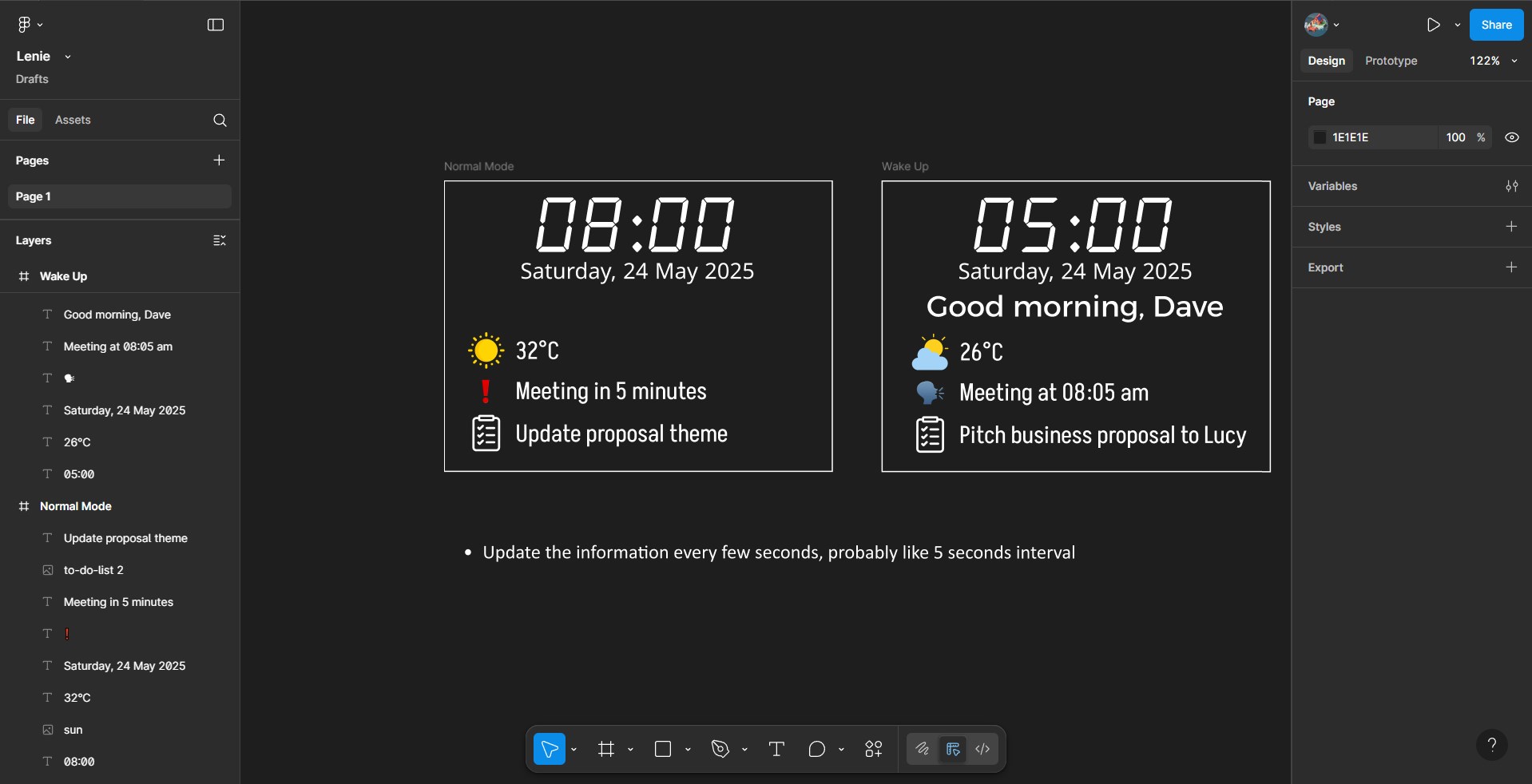 Clock display design