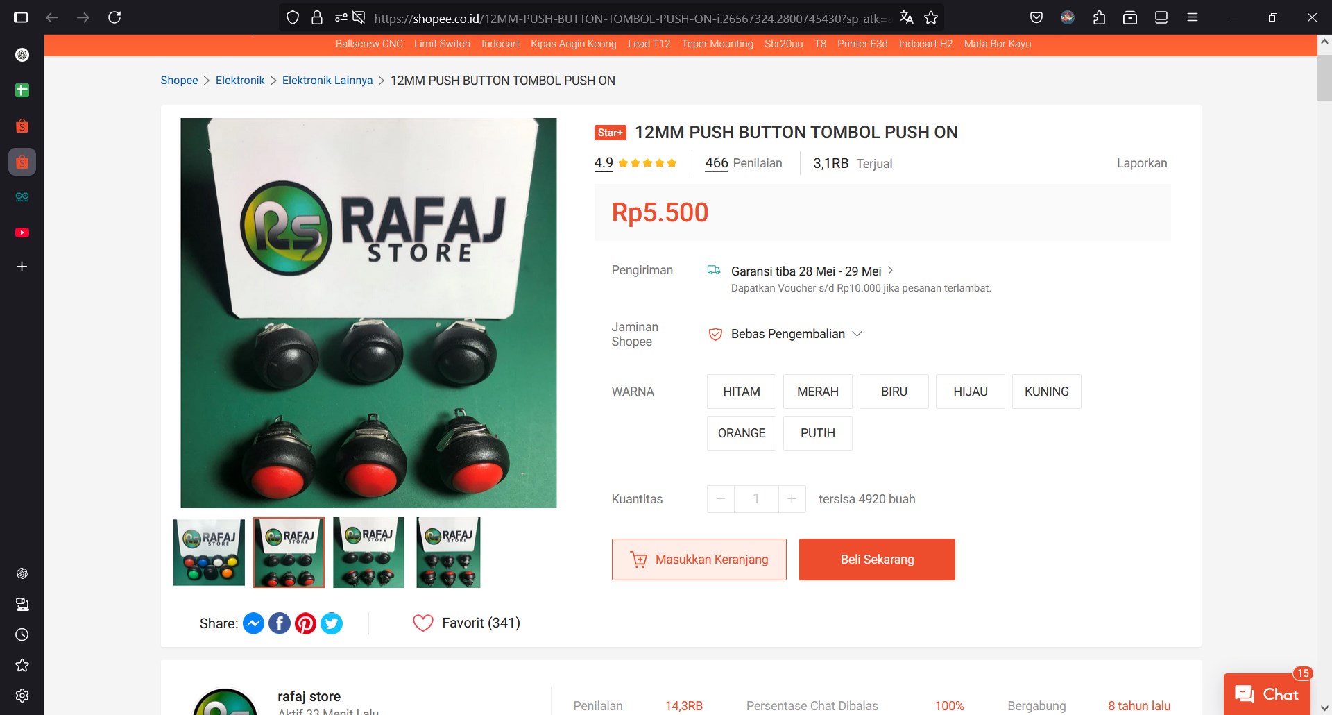 short 12 mm push button - Shopee